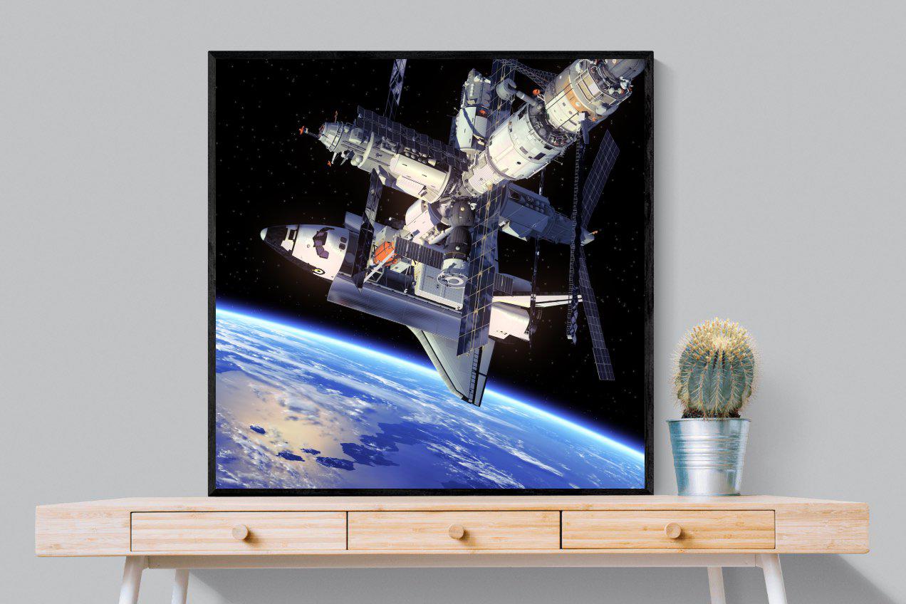 International Space Station-Wall_Art-100 x 100cm-Mounted Canvas-Black-Pixalot
