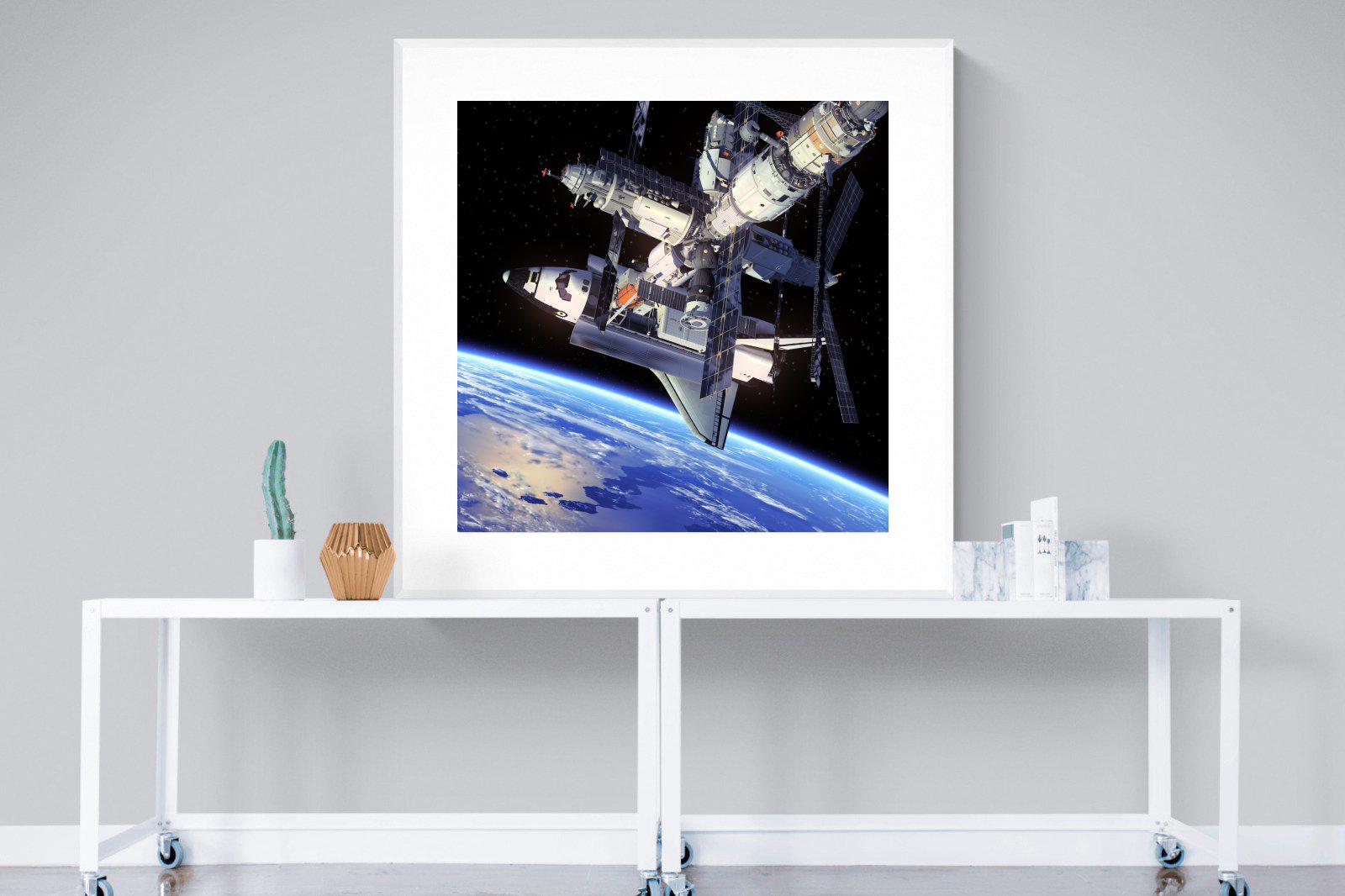 International Space Station-Wall_Art-120 x 120cm-Framed Print-White-Pixalot