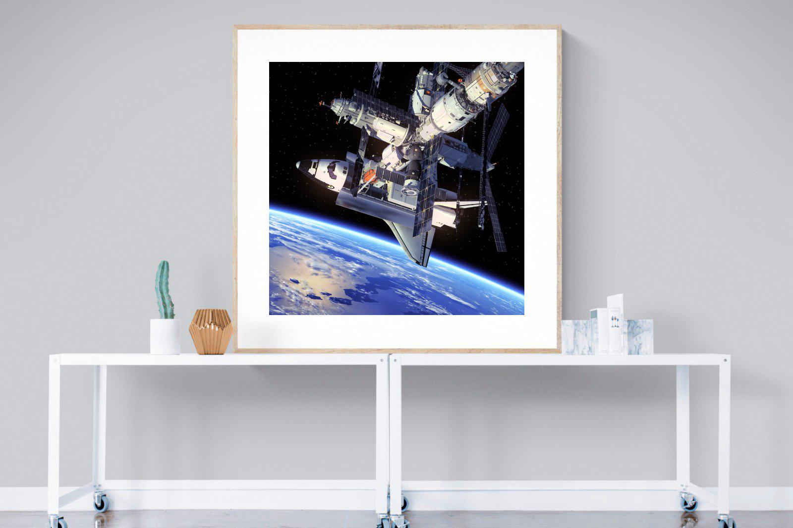 International Space Station-Wall_Art-120 x 120cm-Framed Print-Wood-Pixalot