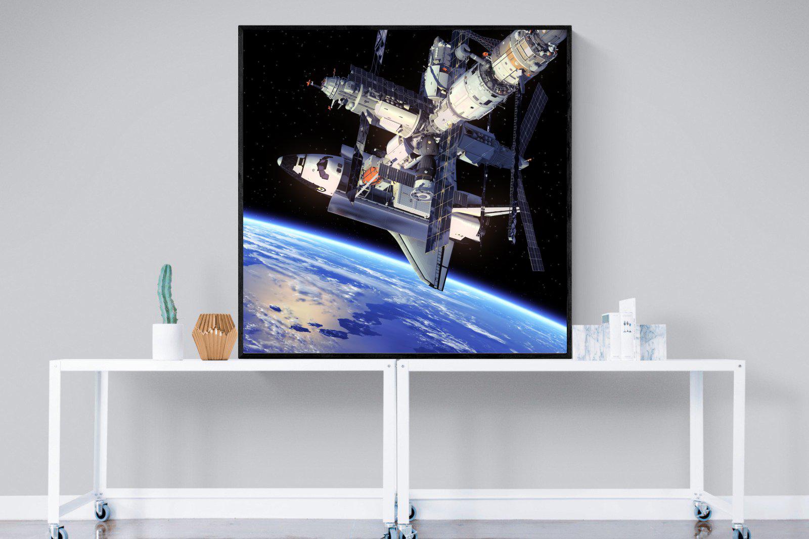 International Space Station-Wall_Art-120 x 120cm-Mounted Canvas-Black-Pixalot