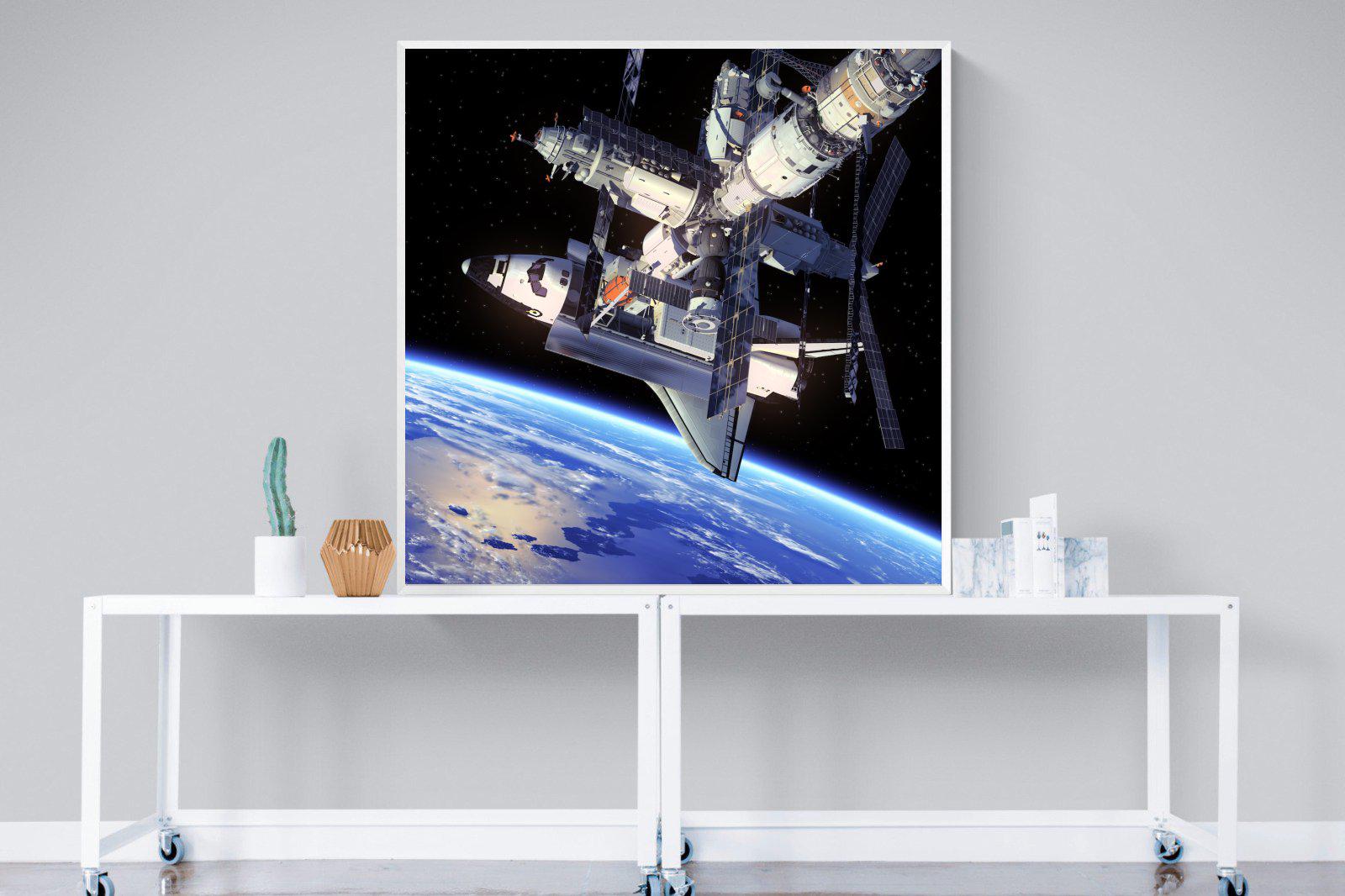 International Space Station-Wall_Art-120 x 120cm-Mounted Canvas-White-Pixalot