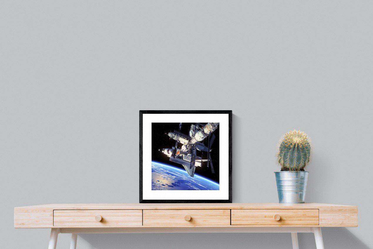 International Space Station-Wall_Art-50 x 50cm-Framed Print-Black-Pixalot