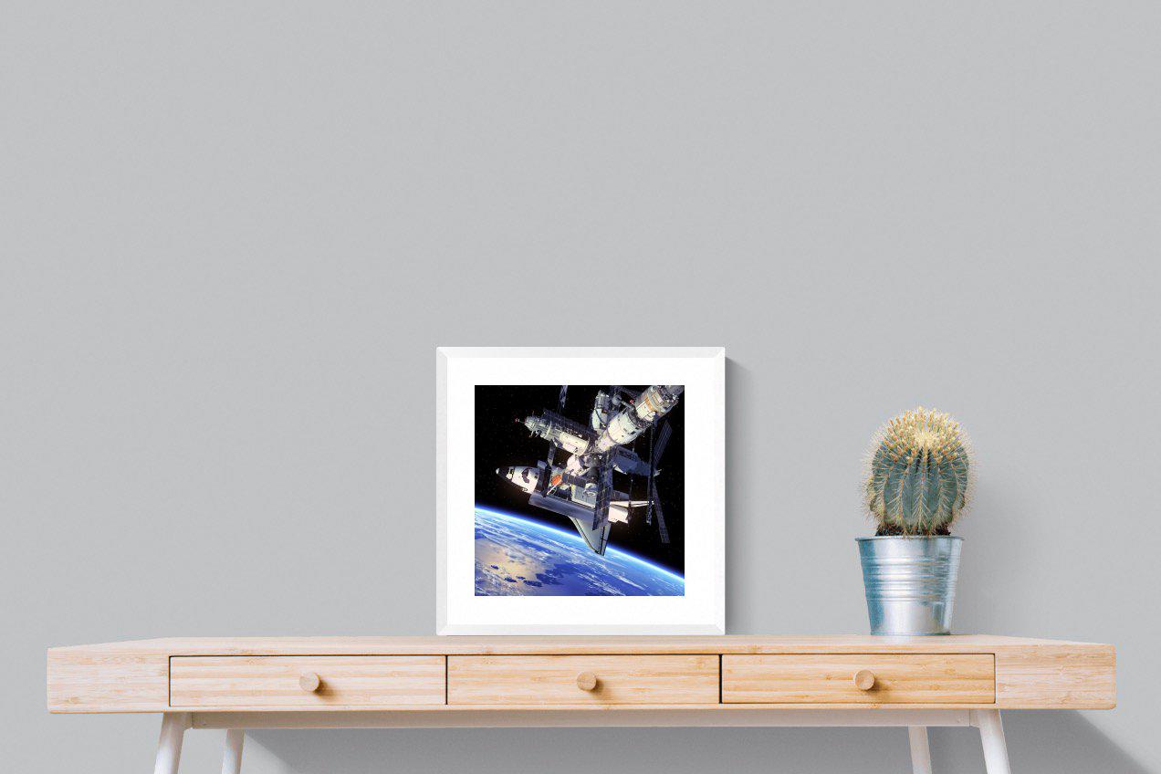 International Space Station-Wall_Art-50 x 50cm-Framed Print-White-Pixalot