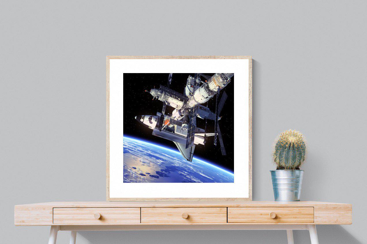 International Space Station-Wall_Art-80 x 80cm-Framed Print-Wood-Pixalot