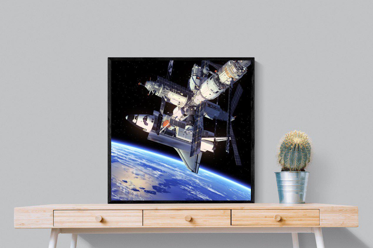 International Space Station-Wall_Art-80 x 80cm-Mounted Canvas-Black-Pixalot
