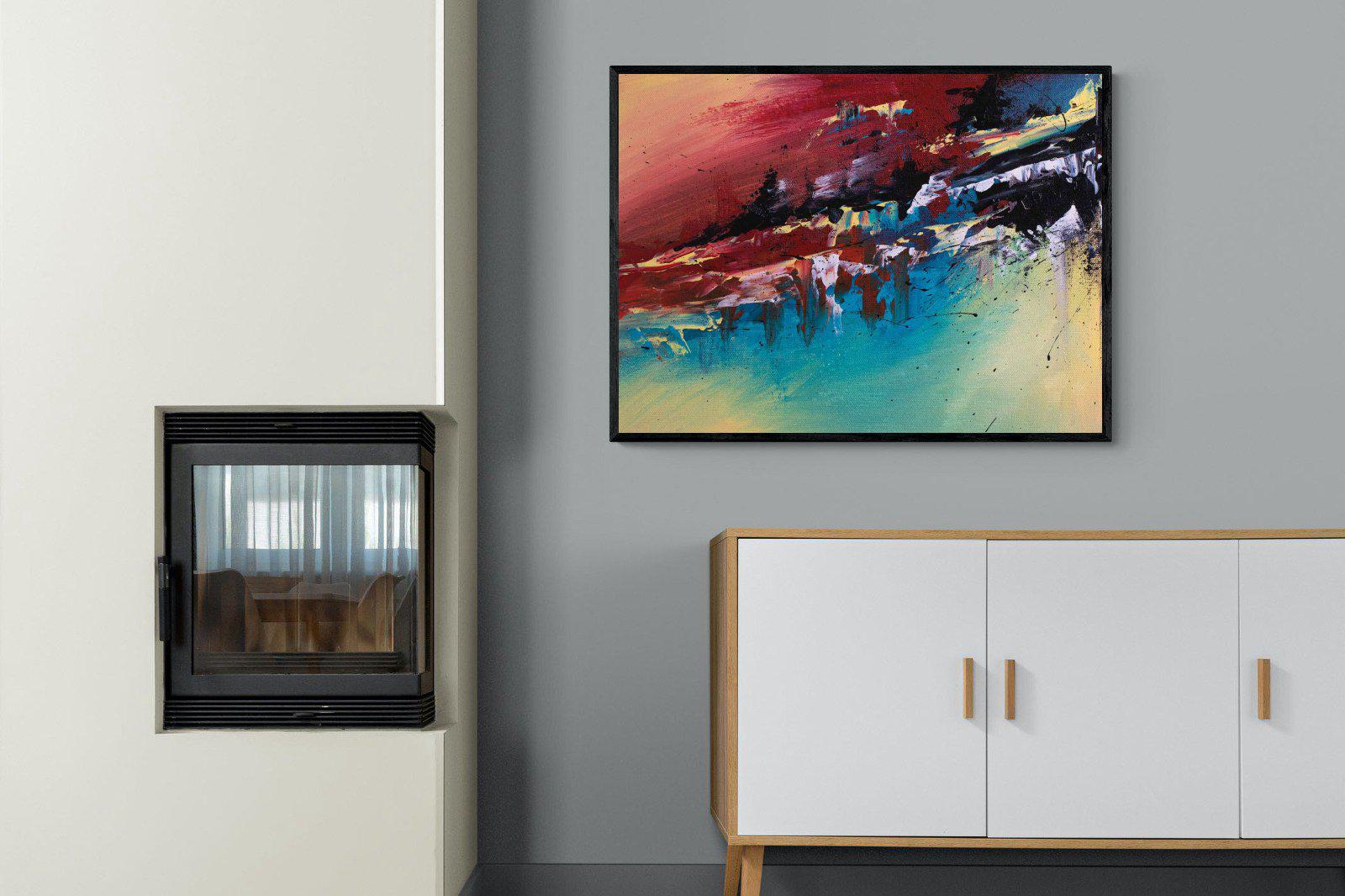 Jagged-Wall_Art-100 x 75cm-Mounted Canvas-Black-Pixalot