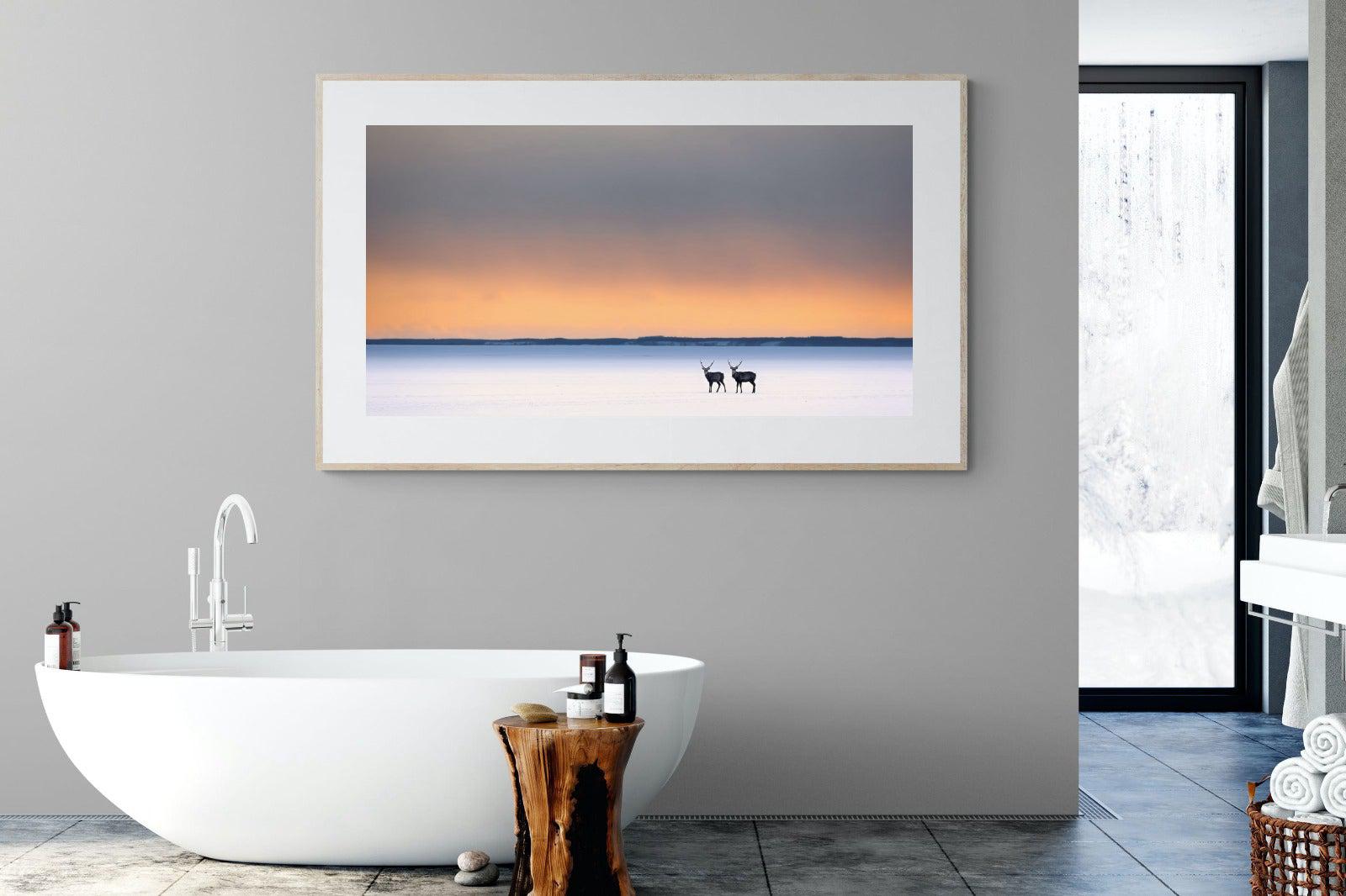 Japanese Deer-Wall_Art-180 x 110cm-Framed Print-Wood-Pixalot