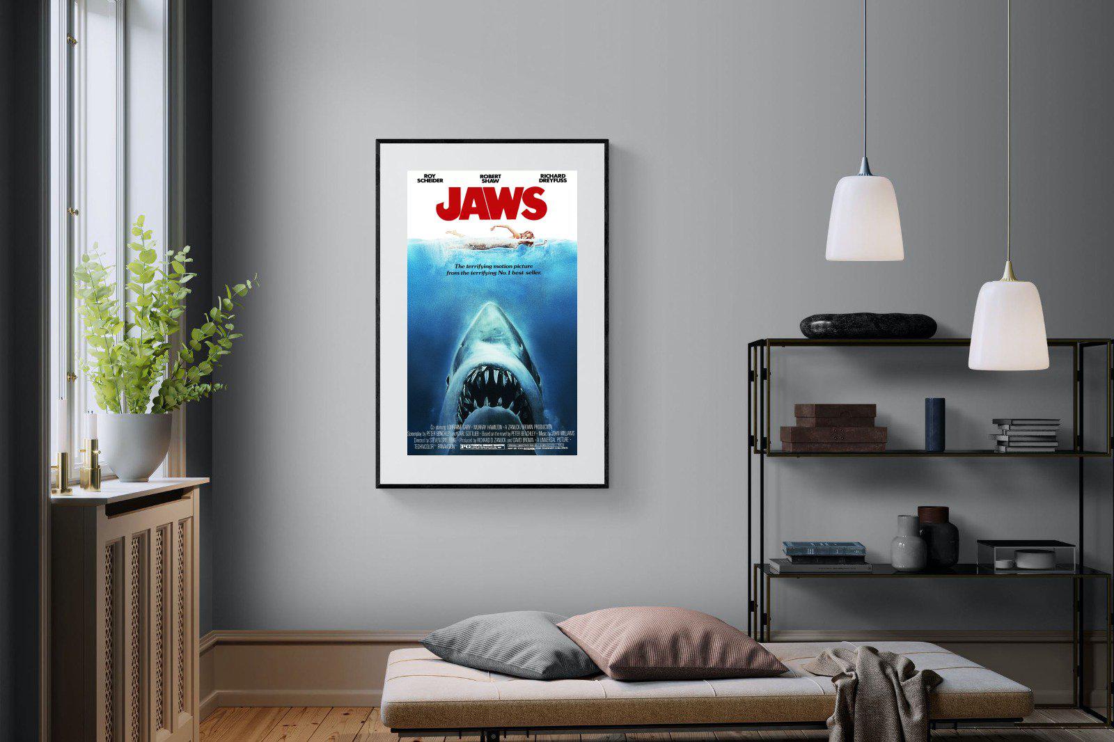 Jaws-Wall_Art-100 x 150cm-Framed Print-Black-Pixalot
