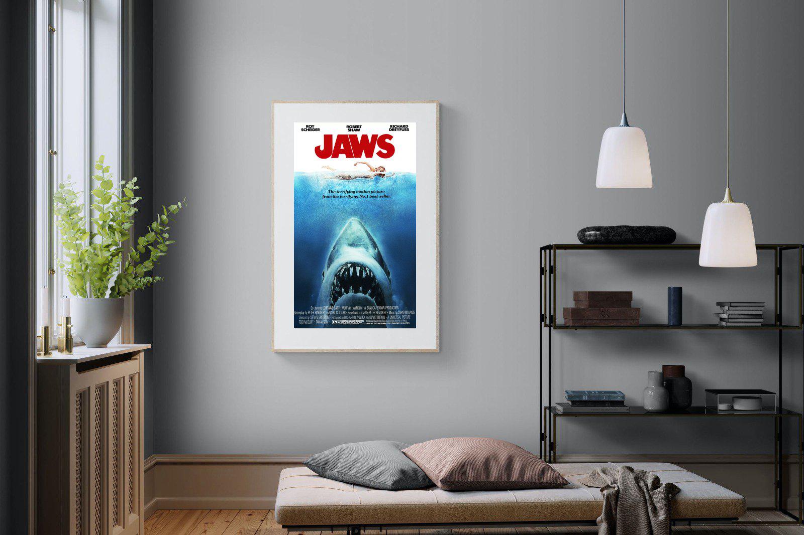 Jaws-Wall_Art-100 x 150cm-Framed Print-Wood-Pixalot