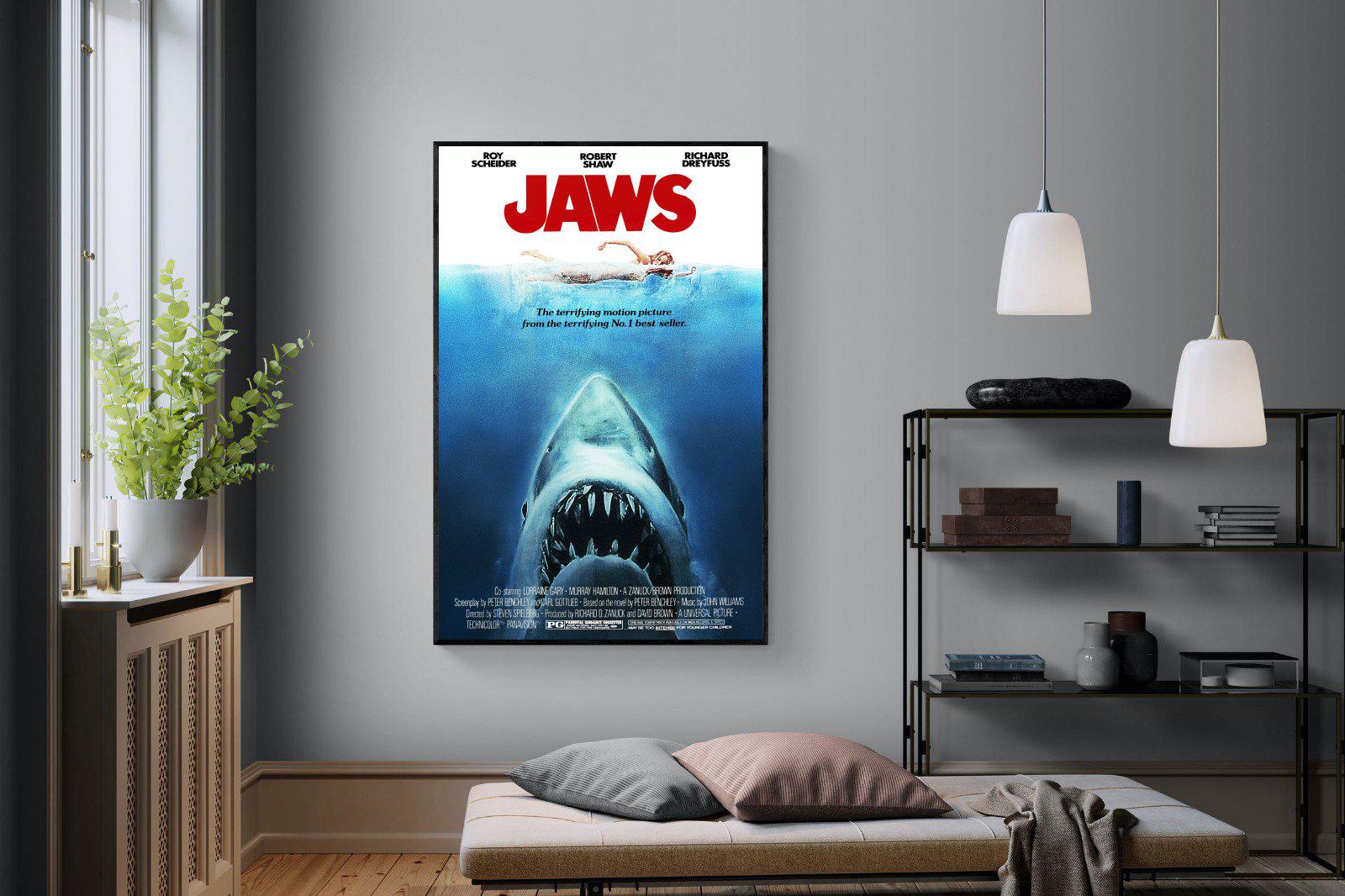 Jaws-Wall_Art-120 x 180cm-Mounted Canvas-Black-Pixalot