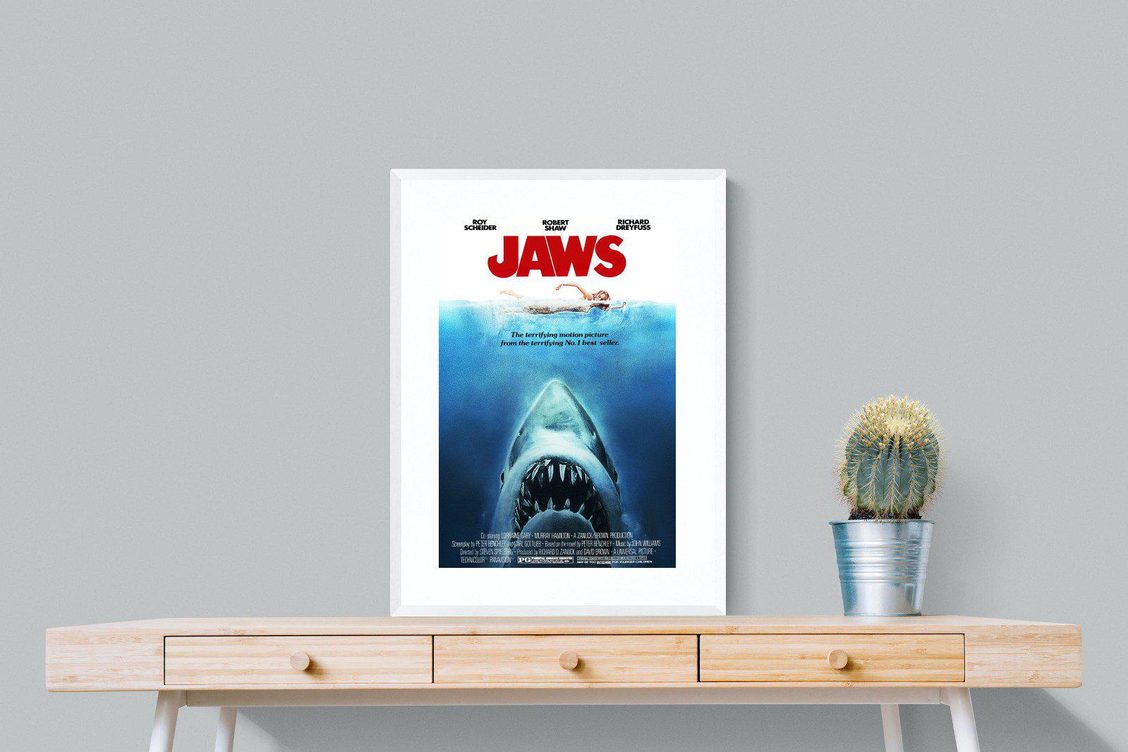 Jaws-Wall_Art-60 x 80cm-Framed Print-White-Pixalot