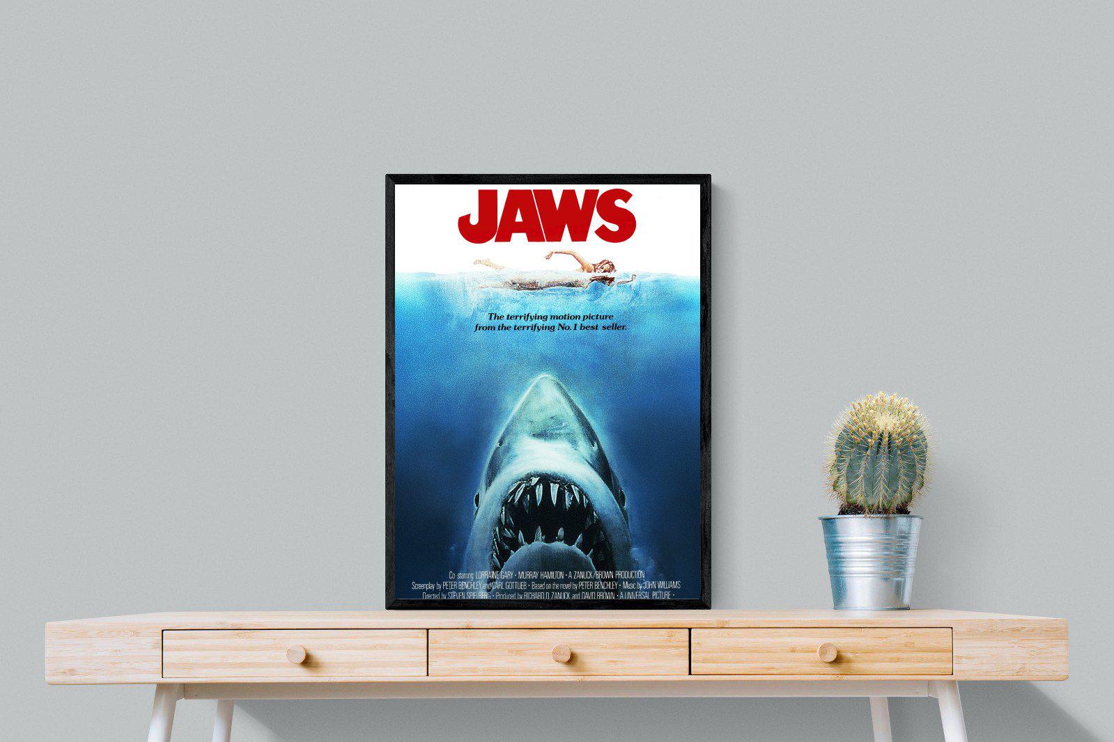 Jaws-Wall_Art-60 x 80cm-Mounted Canvas-Black-Pixalot