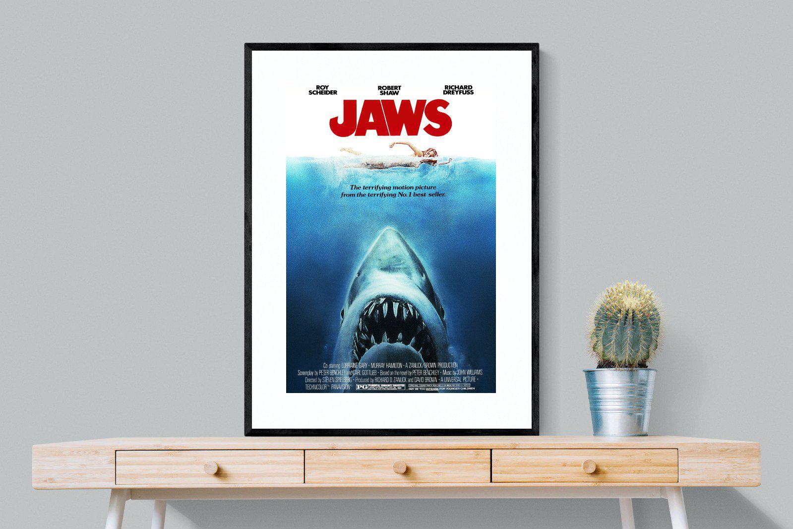 Jaws-Wall_Art-75 x 100cm-Framed Print-Black-Pixalot