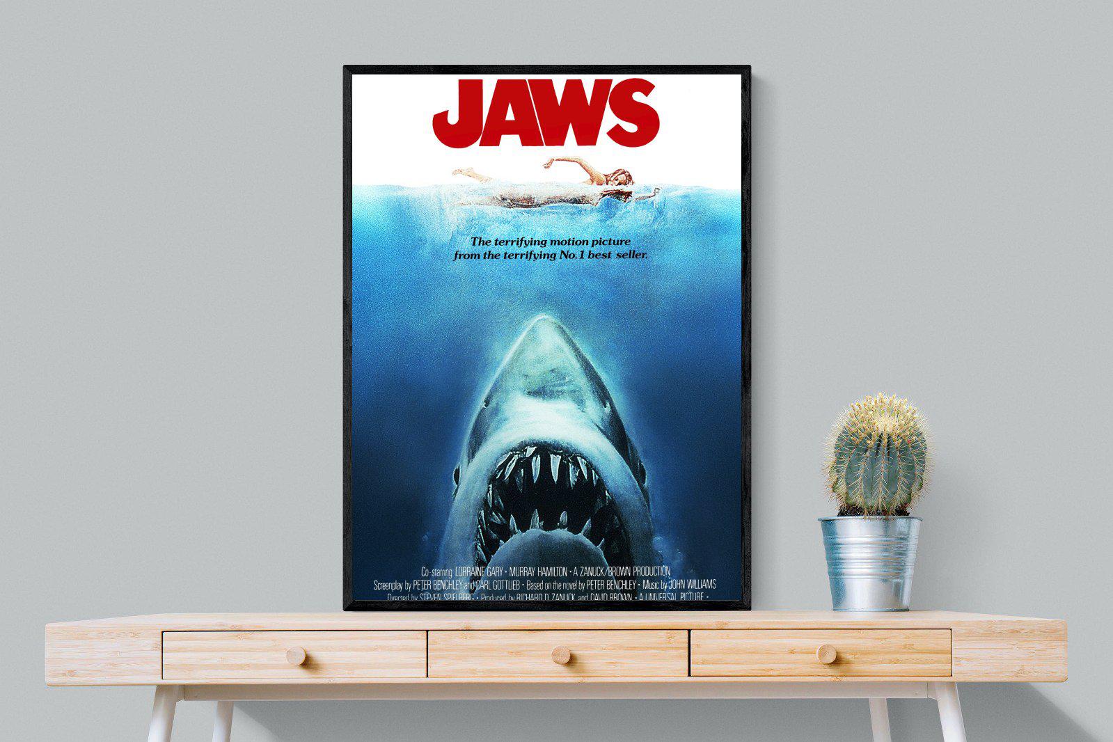 Jaws-Wall_Art-75 x 100cm-Mounted Canvas-Black-Pixalot