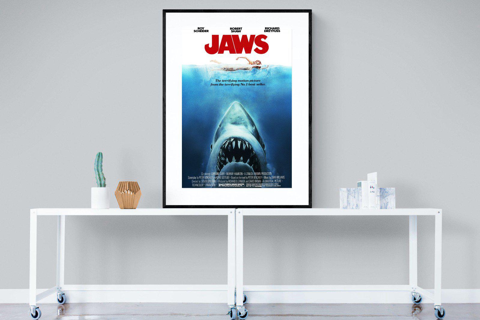 Jaws-Wall_Art-90 x 120cm-Framed Print-Black-Pixalot