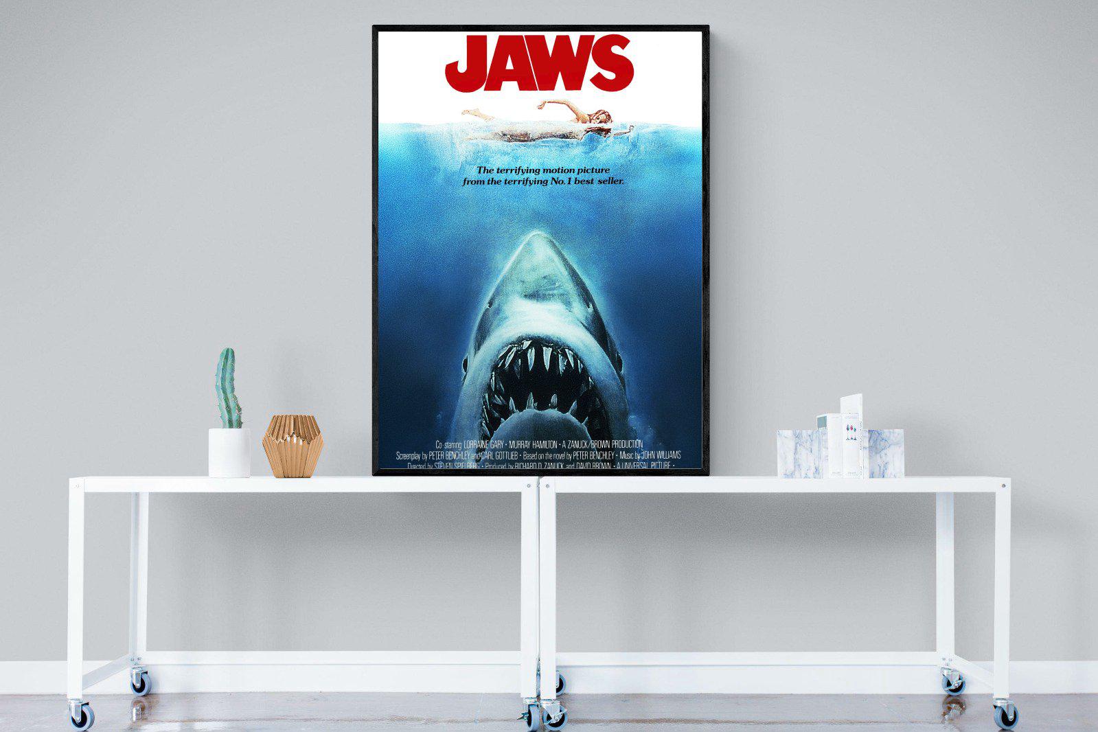 Jaws-Wall_Art-90 x 120cm-Mounted Canvas-Black-Pixalot