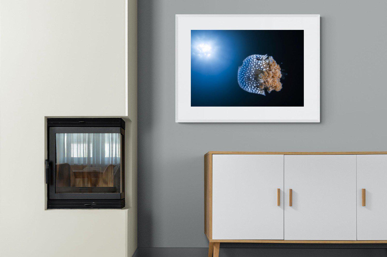 Jellyfish-Wall_Art-100 x 75cm-Framed Print-White-Pixalot