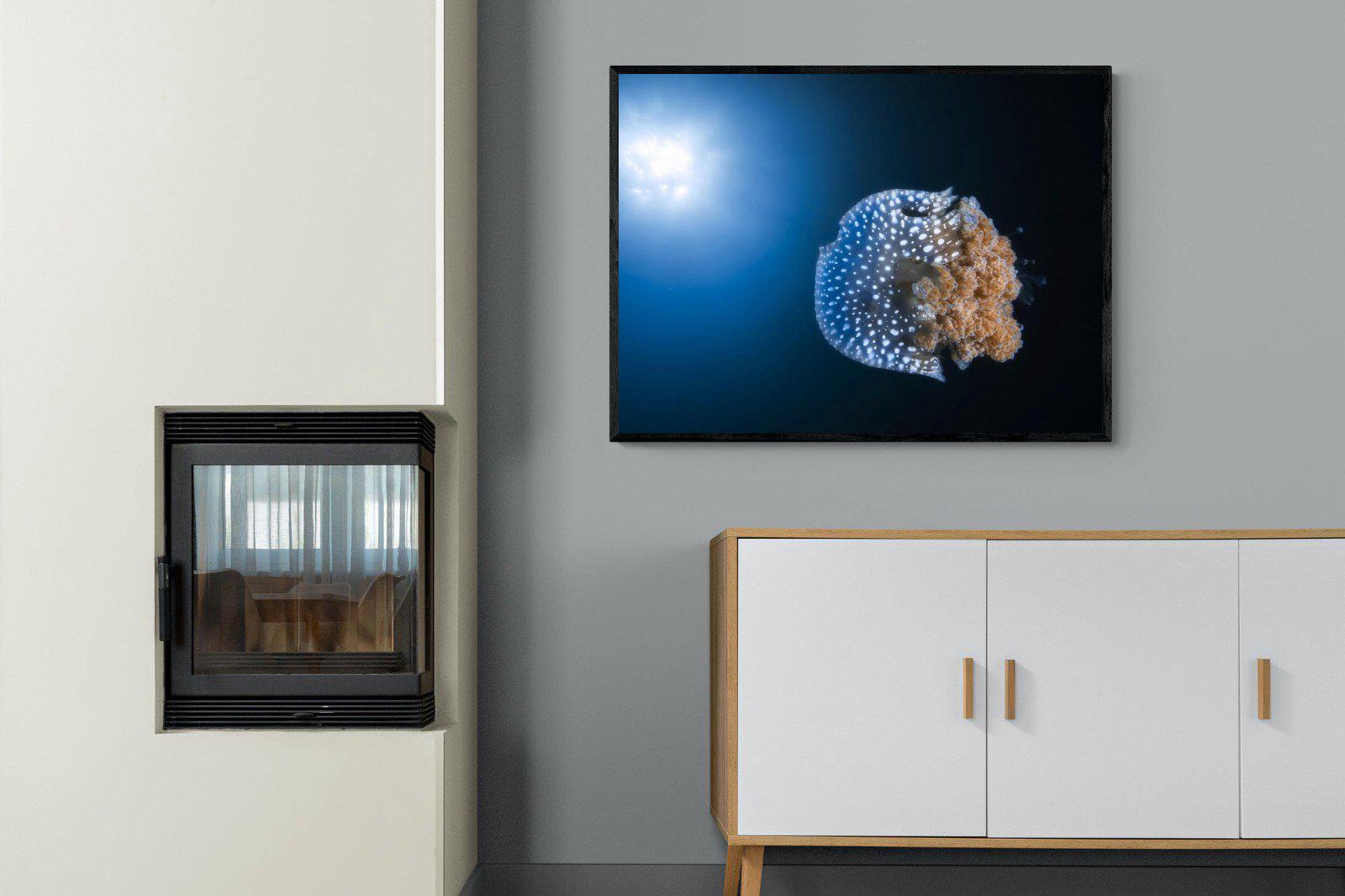 Jellyfish-Wall_Art-100 x 75cm-Mounted Canvas-Black-Pixalot