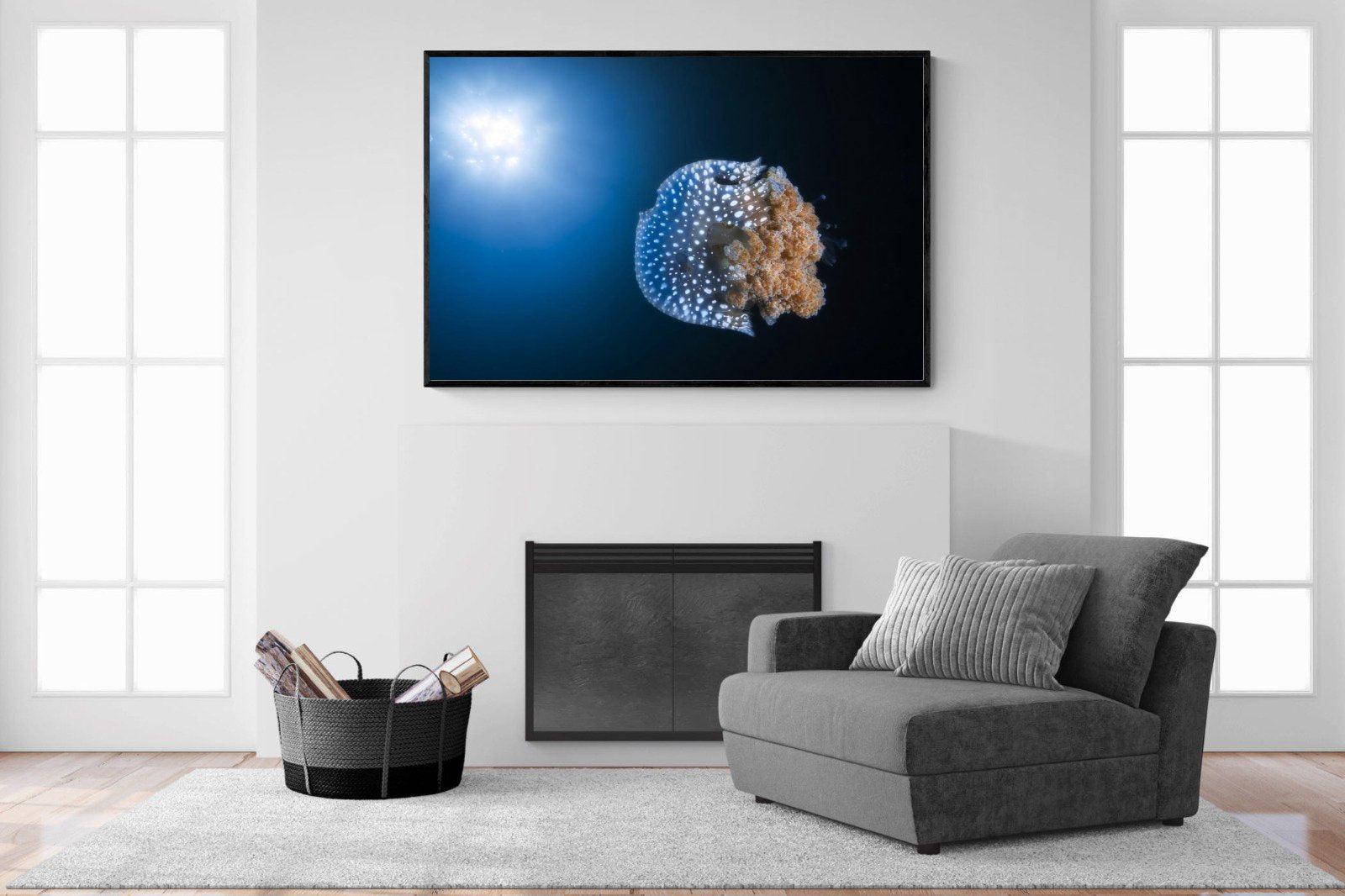 Jellyfish-Wall_Art-150 x 100cm-Mounted Canvas-Black-Pixalot