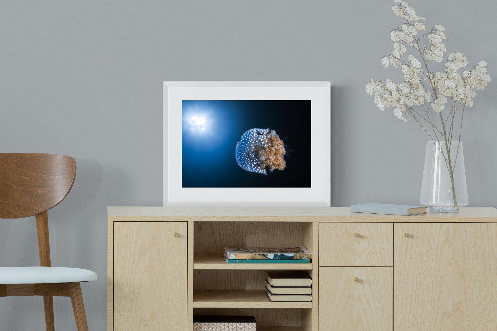 Jellyfish-Wall_Art-60 x 45cm-Framed Print-White-Pixalot