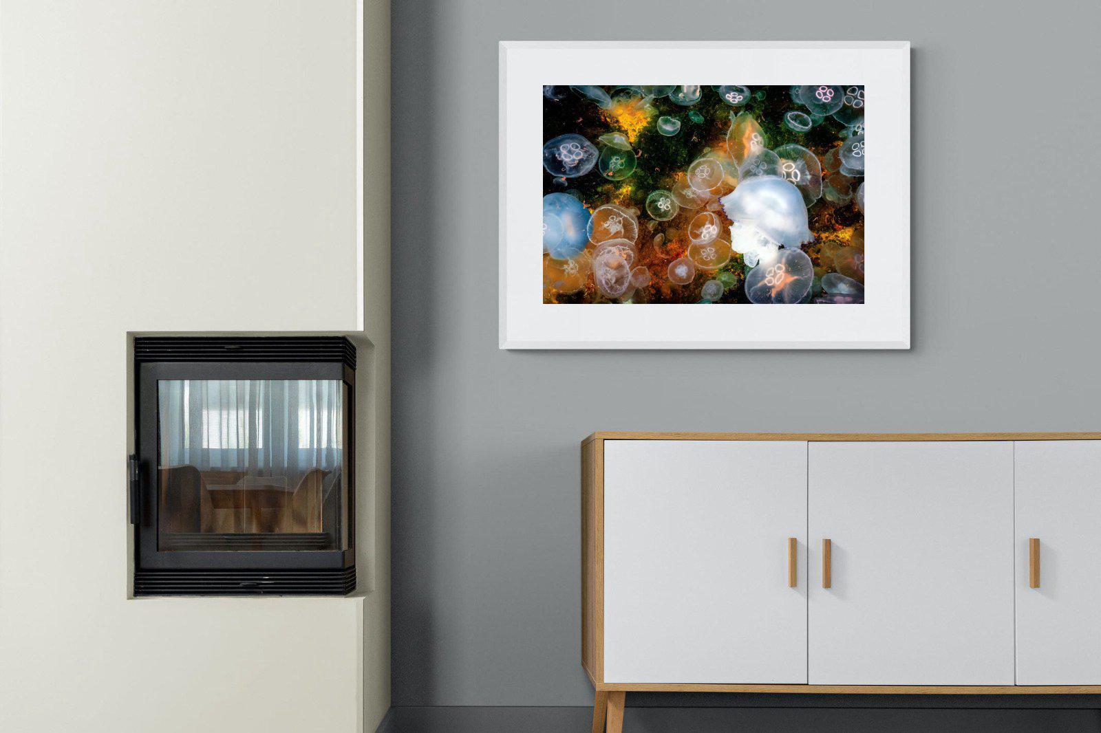 Jellyfish Smack-Wall_Art-100 x 75cm-Framed Print-White-Pixalot
