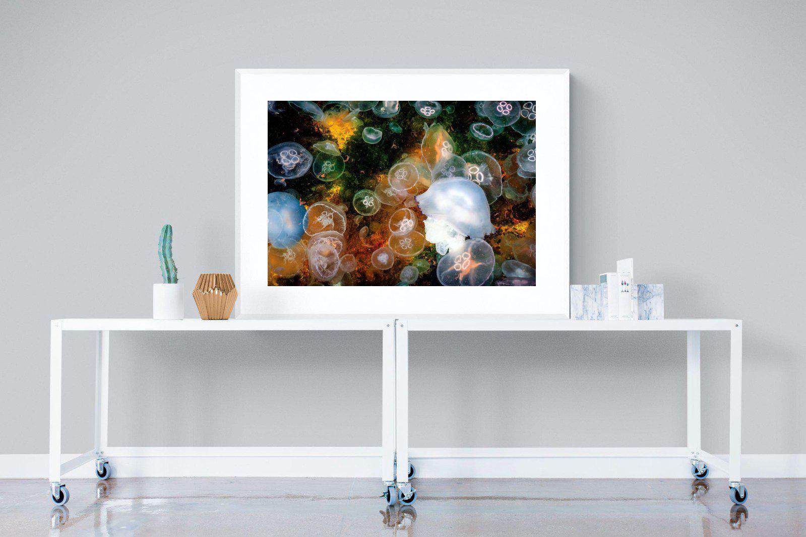 Jellyfish Smack-Wall_Art-120 x 90cm-Framed Print-White-Pixalot