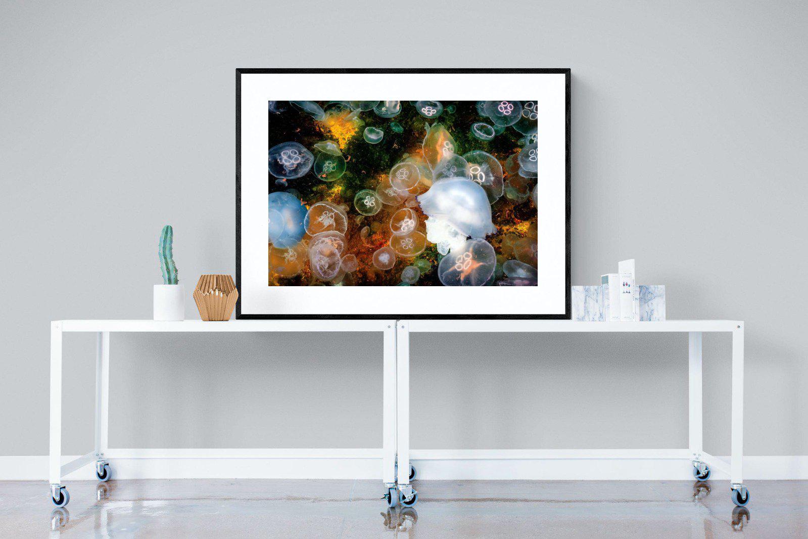 Jellyfish Smack-Wall_Art-120 x 90cm-Framed Print-Black-Pixalot