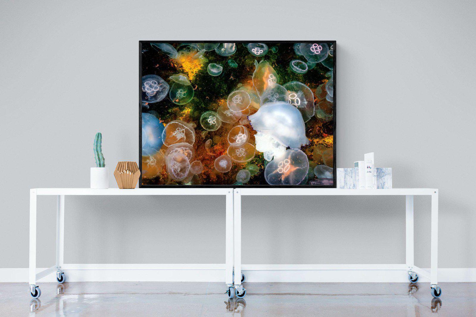 Jellyfish Smack-Wall_Art-120 x 90cm-Mounted Canvas-Black-Pixalot