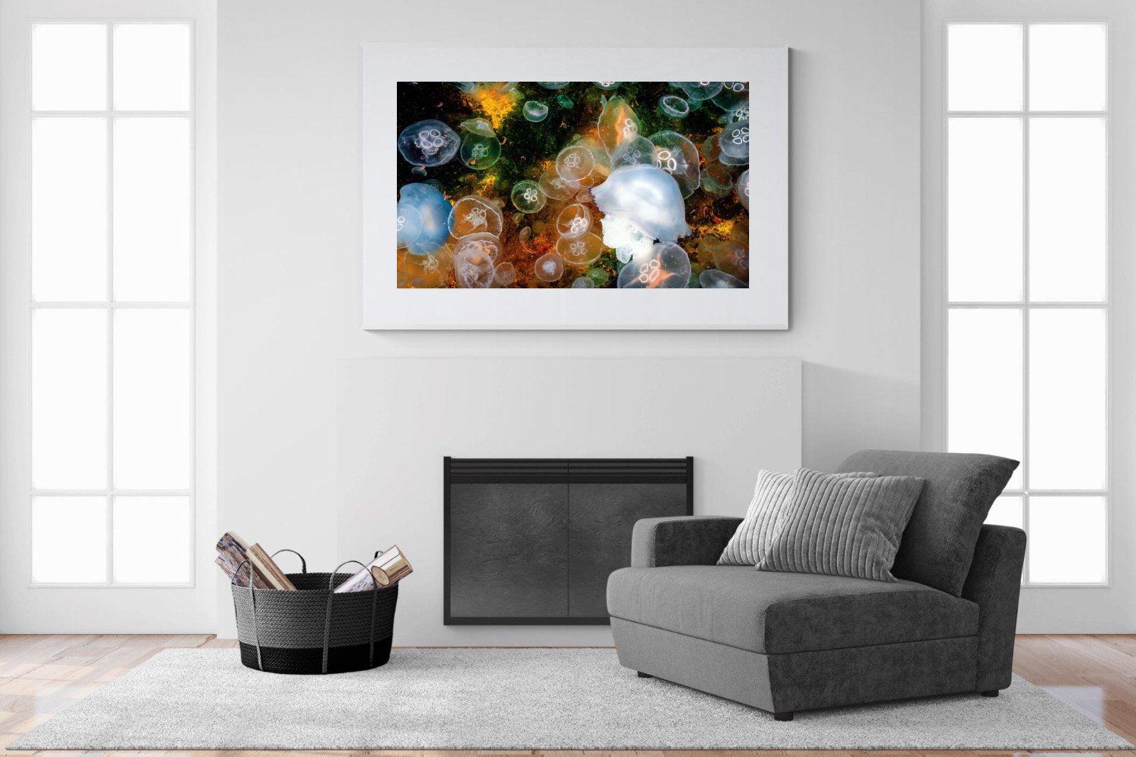 Jellyfish Smack-Wall_Art-150 x 100cm-Framed Print-White-Pixalot