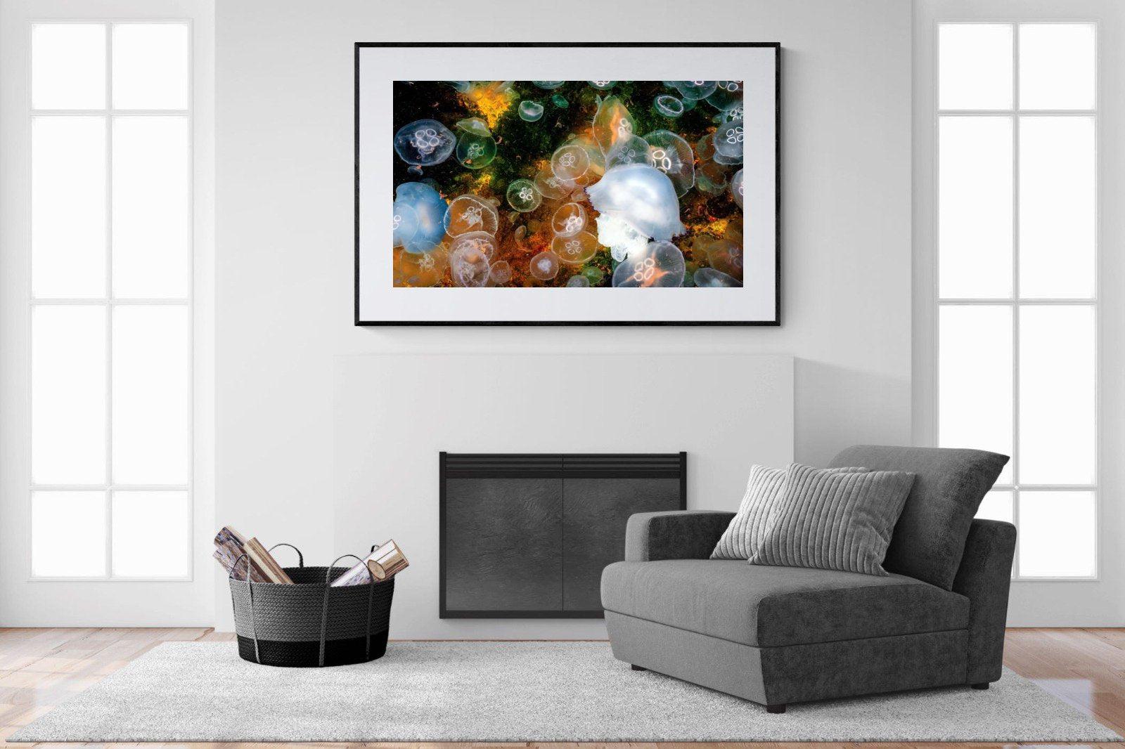 Jellyfish Smack-Wall_Art-150 x 100cm-Framed Print-Black-Pixalot