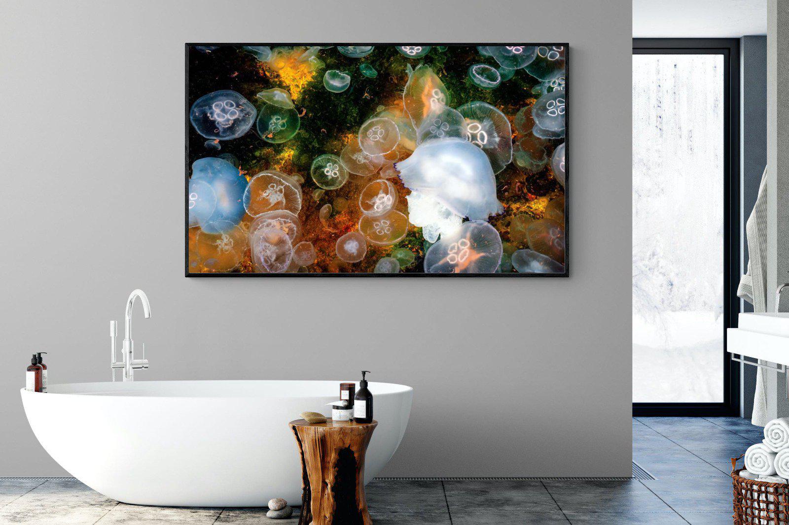 Jellyfish Smack-Wall_Art-180 x 110cm-Mounted Canvas-Black-Pixalot