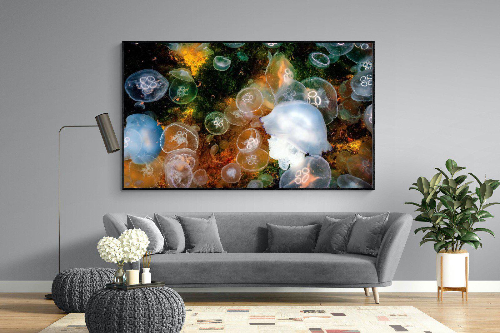 Jellyfish Smack-Wall_Art-220 x 130cm-Mounted Canvas-Black-Pixalot