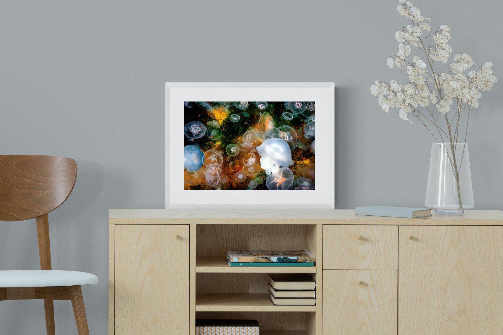 Jellyfish Smack-Wall_Art-60 x 45cm-Framed Print-White-Pixalot