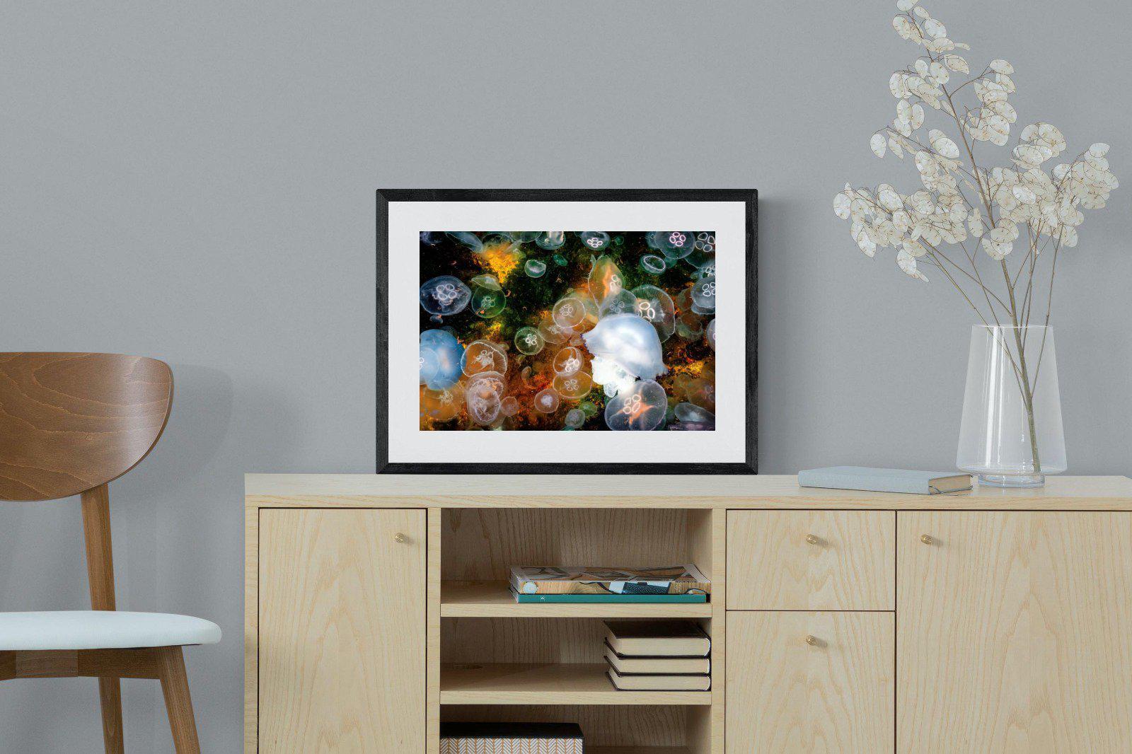 Jellyfish Smack-Wall_Art-60 x 45cm-Framed Print-Black-Pixalot
