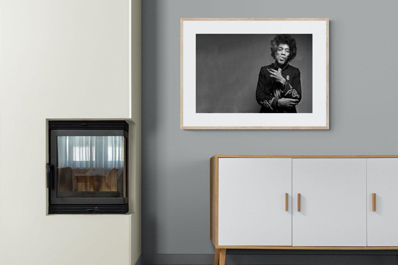 Jimi Hendrix-Wall_Art-100 x 75cm-Framed Print-Wood-Pixalot