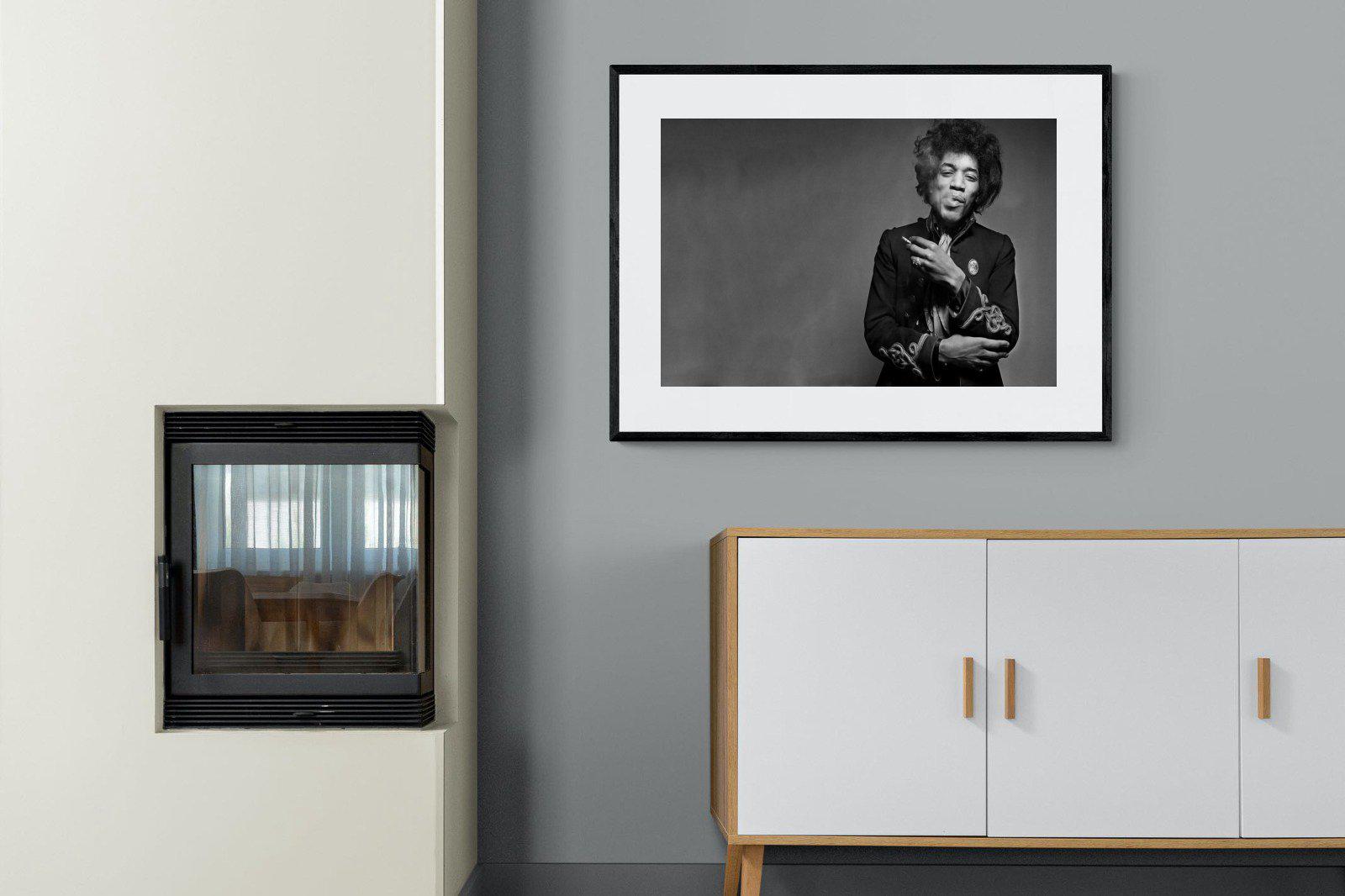 Jimi Hendrix-Wall_Art-100 x 75cm-Framed Print-Black-Pixalot