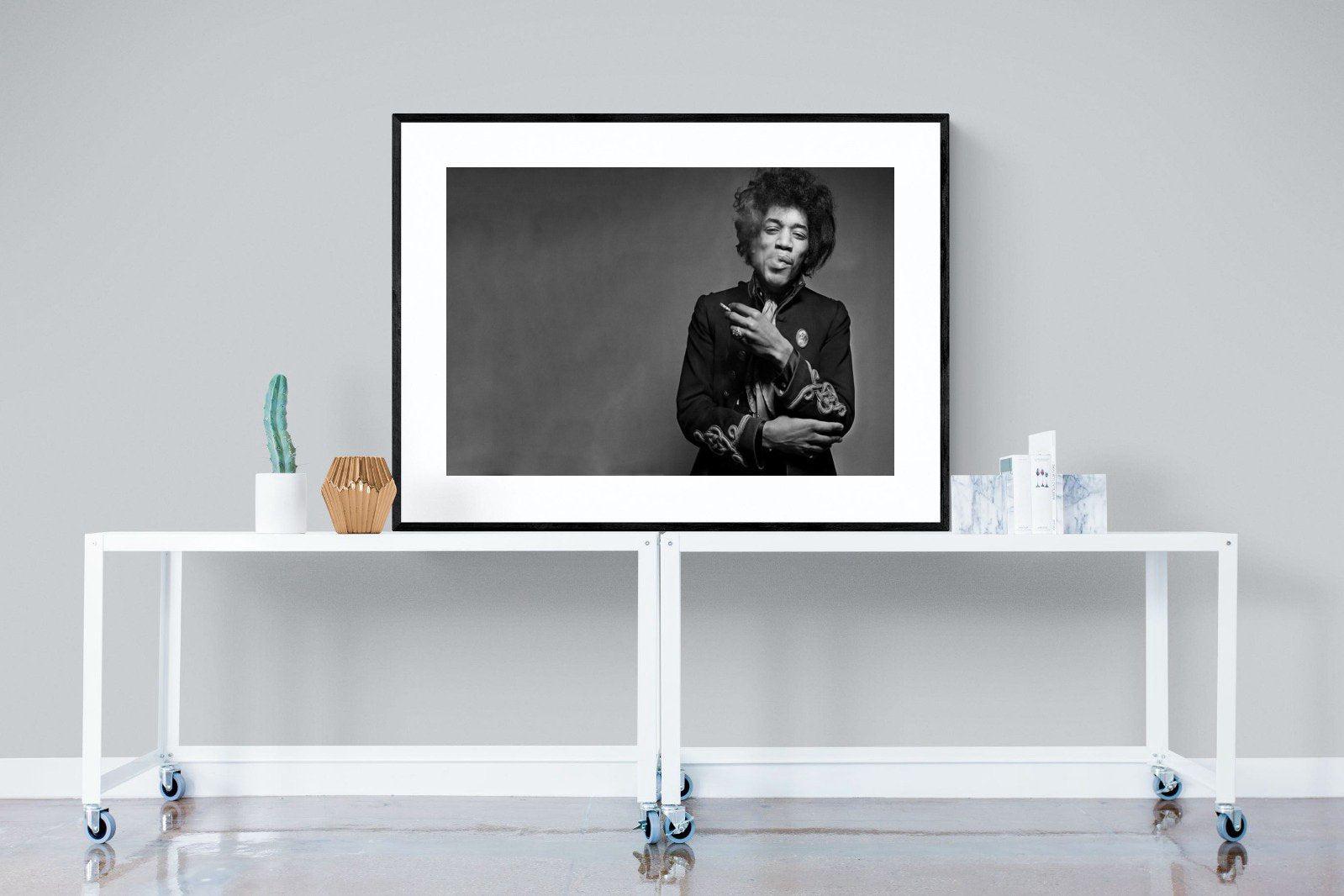 Jimi Hendrix-Wall_Art-120 x 90cm-Framed Print-Black-Pixalot