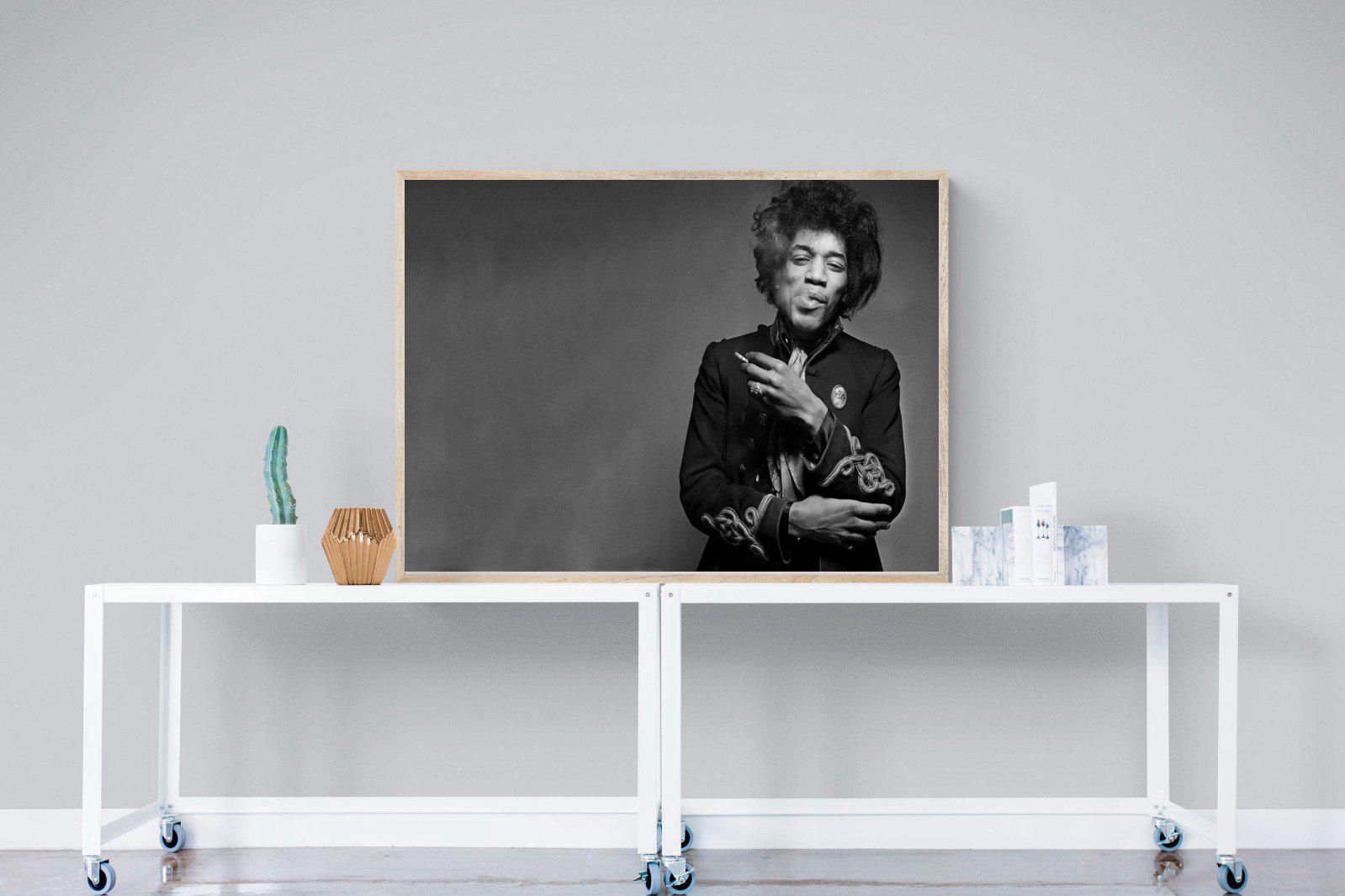 Jimi Hendrix-Wall_Art-120 x 90cm-Mounted Canvas-Wood-Pixalot
