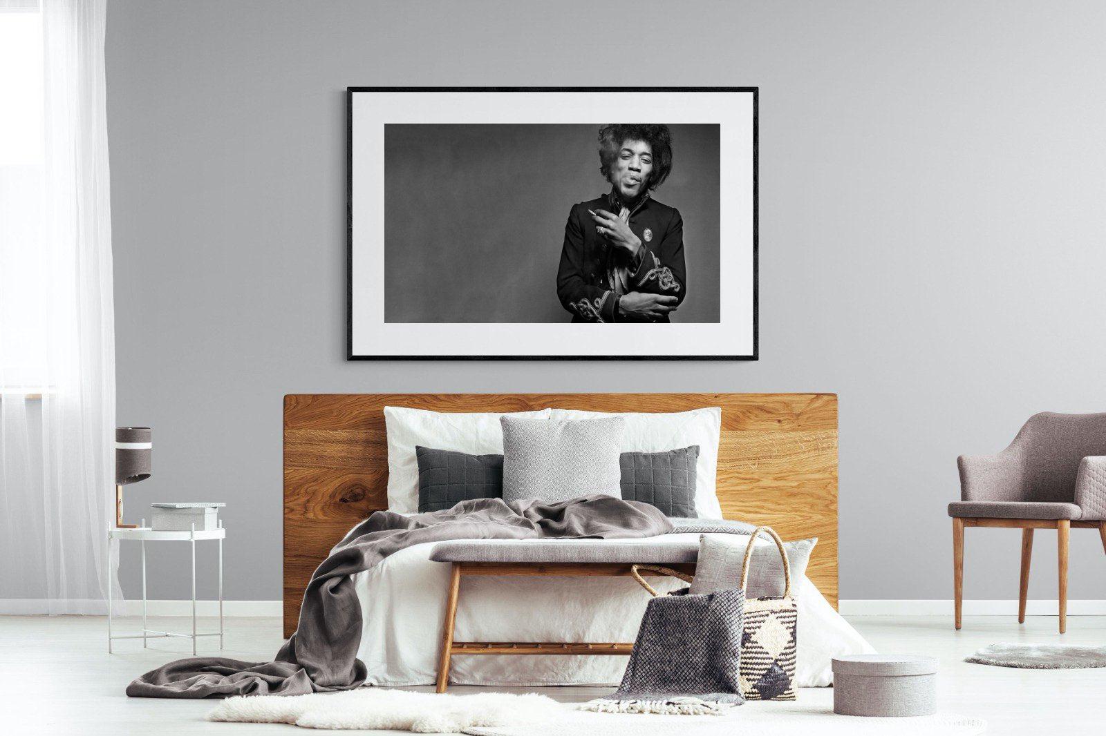 Jimi Hendrix-Wall_Art-150 x 100cm-Framed Print-Black-Pixalot