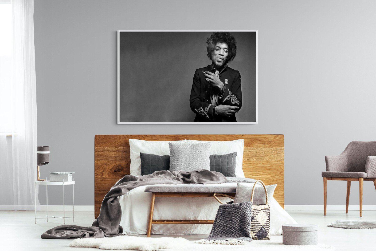 Jimi Hendrix-Wall_Art-150 x 100cm-Mounted Canvas-White-Pixalot