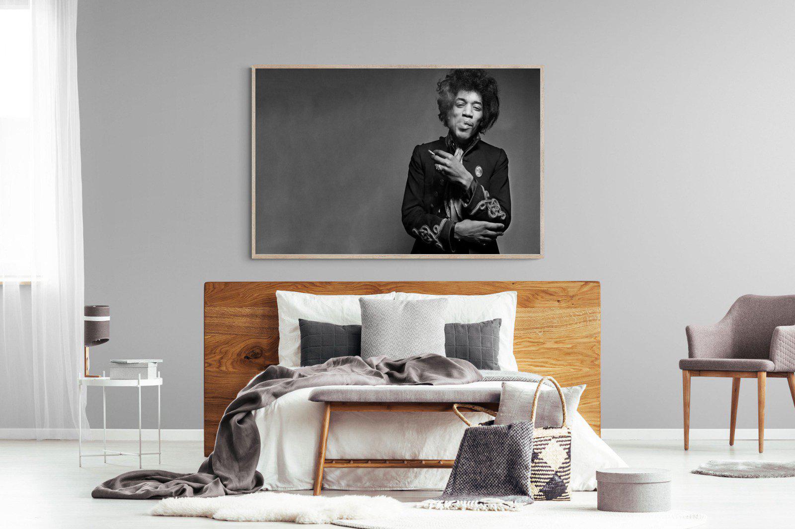 Jimi Hendrix-Wall_Art-150 x 100cm-Mounted Canvas-Wood-Pixalot