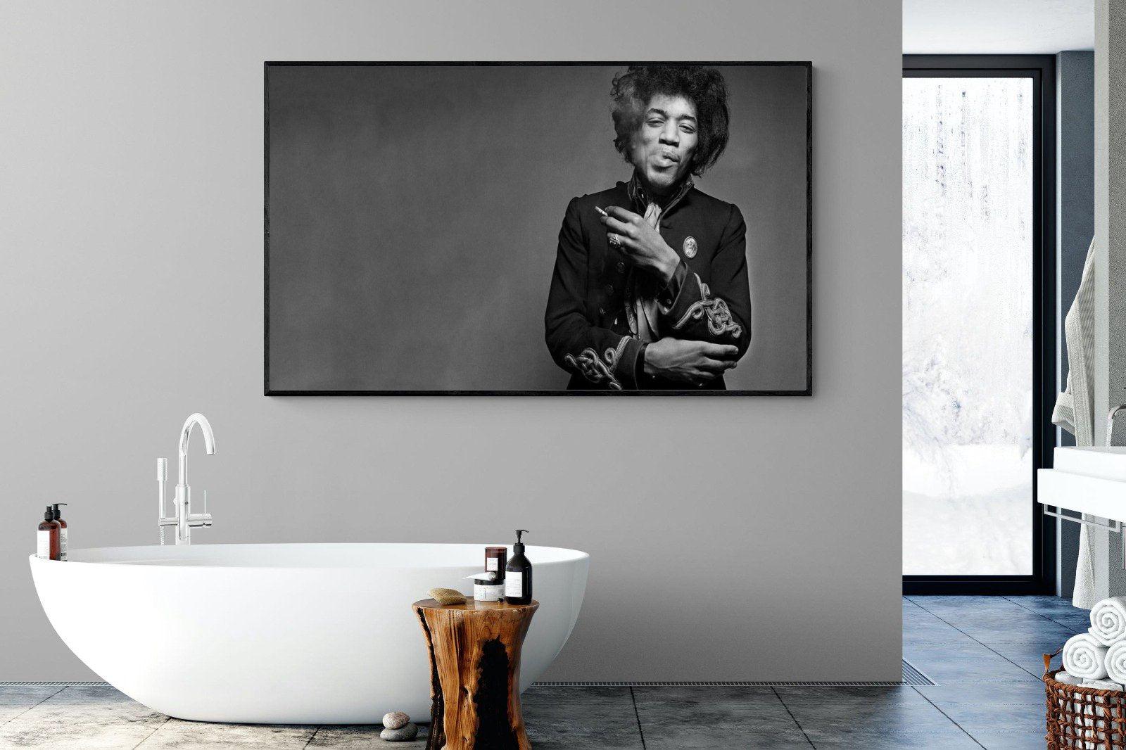 Jimi Hendrix-Wall_Art-180 x 110cm-Mounted Canvas-Black-Pixalot