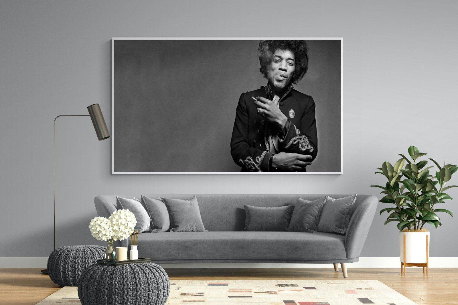 Jimi Hendrix-Wall_Art-220 x 130cm-Mounted Canvas-White-Pixalot