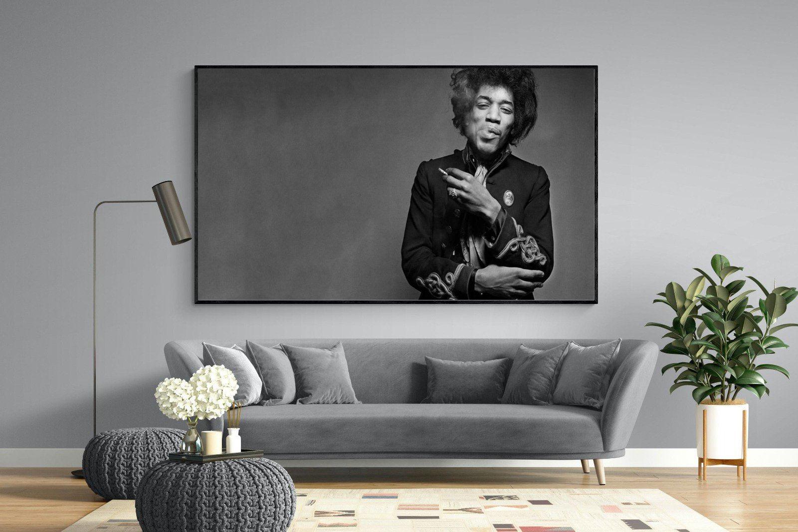 Jimi Hendrix-Wall_Art-220 x 130cm-Mounted Canvas-Black-Pixalot