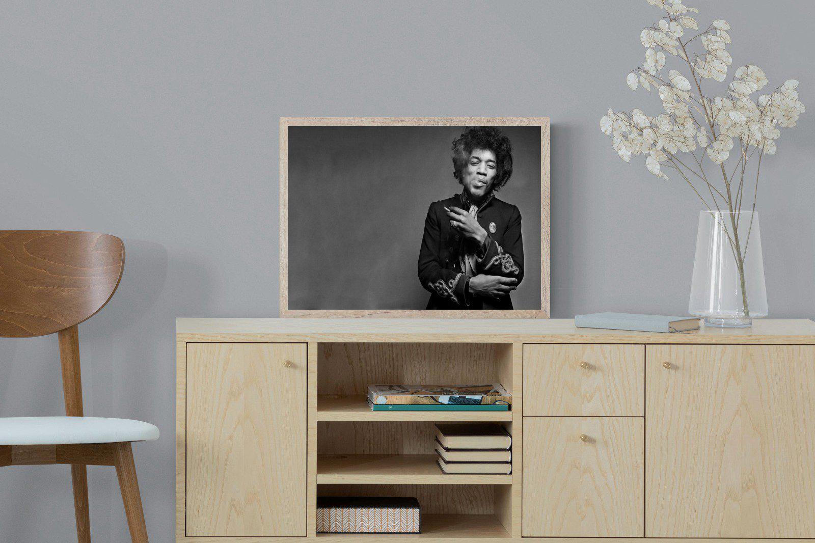 Jimi Hendrix-Wall_Art-60 x 45cm-Mounted Canvas-Wood-Pixalot