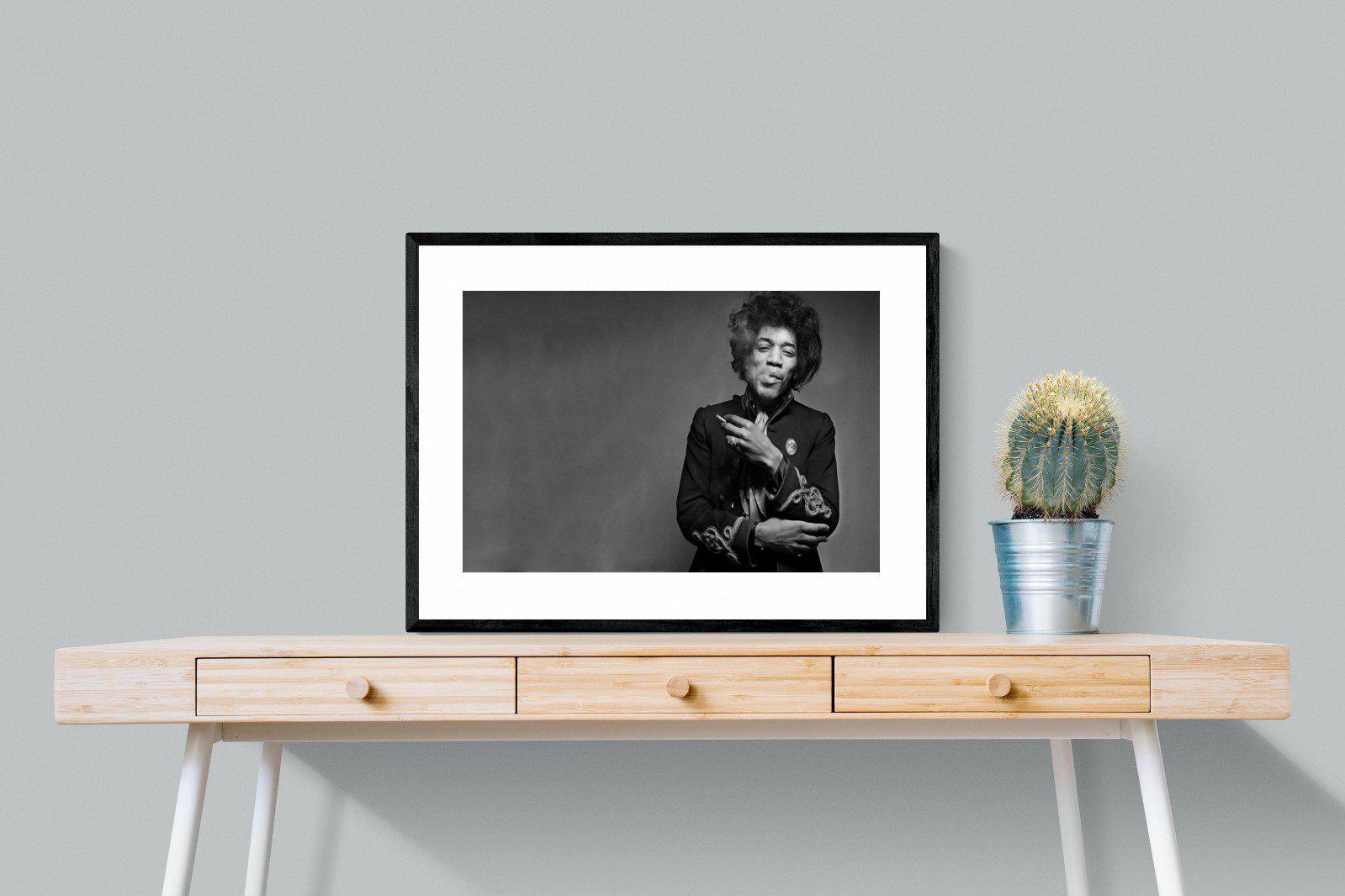 Jimi Hendrix-Wall_Art-80 x 60cm-Framed Print-Black-Pixalot