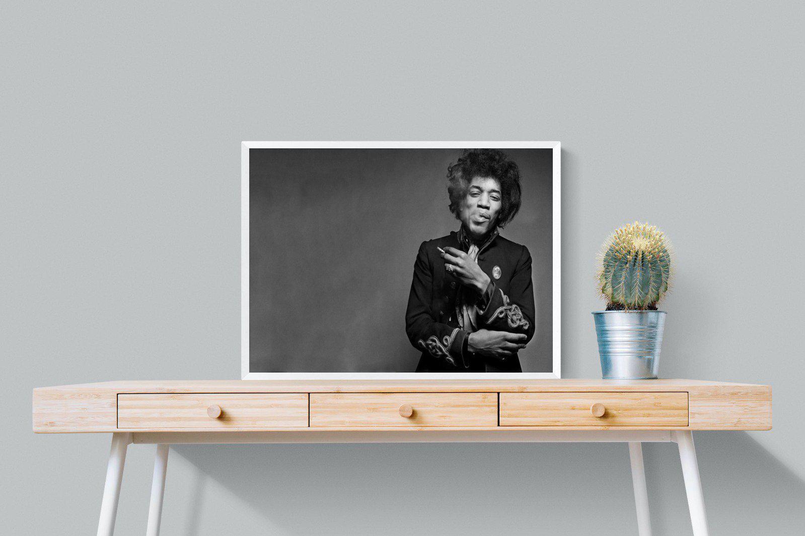 Jimi Hendrix-Wall_Art-80 x 60cm-Mounted Canvas-White-Pixalot