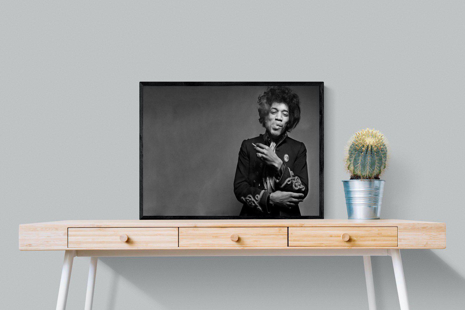 Jimi Hendrix-Wall_Art-80 x 60cm-Mounted Canvas-Black-Pixalot