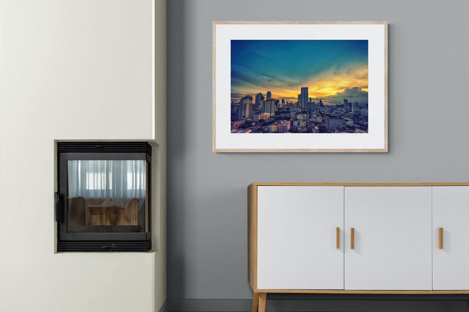 Joburg Sunrise-Wall_Art-100 x 75cm-Framed Print-Wood-Pixalot