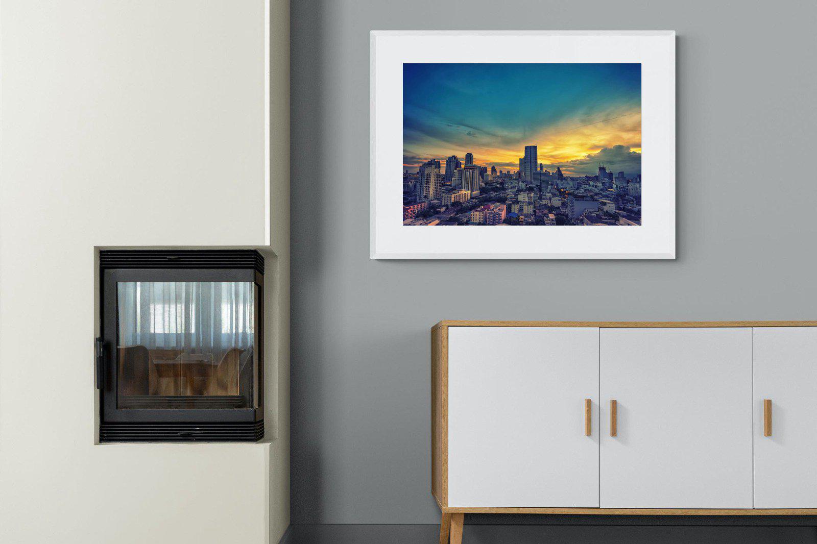 Joburg Sunrise-Wall_Art-100 x 75cm-Framed Print-White-Pixalot